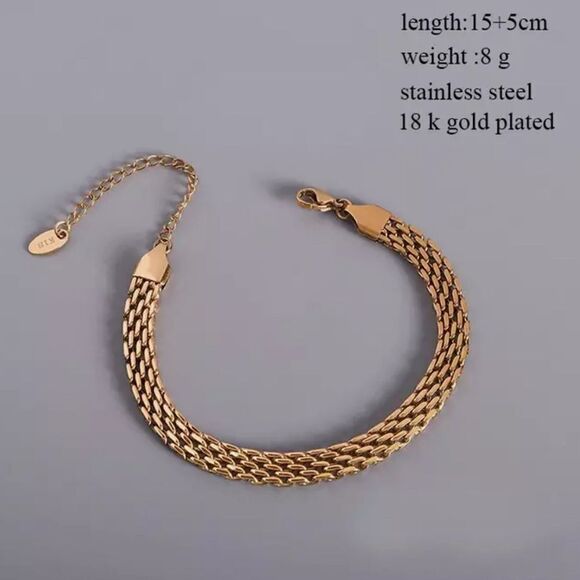 💎206💎 18K Gold Plated Rolo Chunky Link Bracelet - Picture 7 of 16